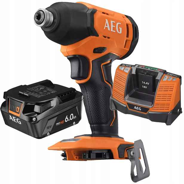 Aeg Úderový klíč 18V 210Nm BSS18C2-0+ Nabíječka BL1418 Akumulátor 6.0Ah