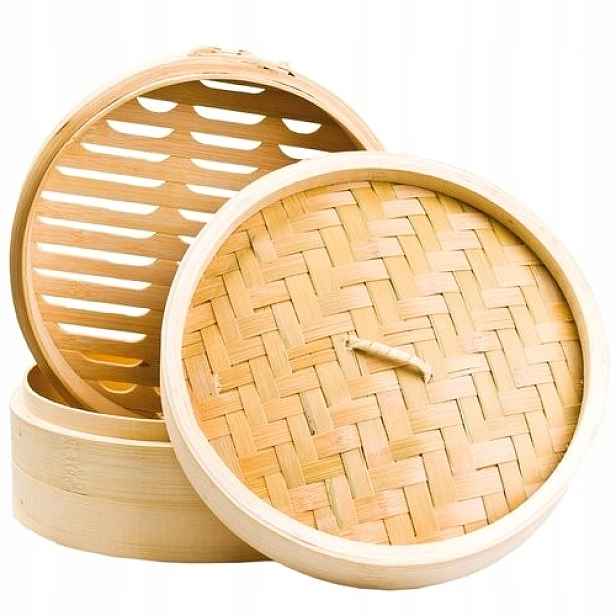 Bambusový Parní Hrnec, 2 Sítka, Kulatý, 20 cm – Výparník