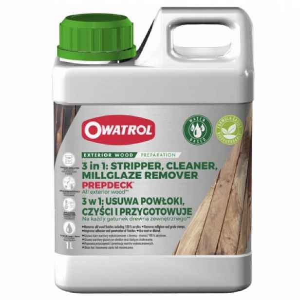 Owatrol Prepdeck 1L – Prostředek na odstraňování nátěrů a čištění dřeva