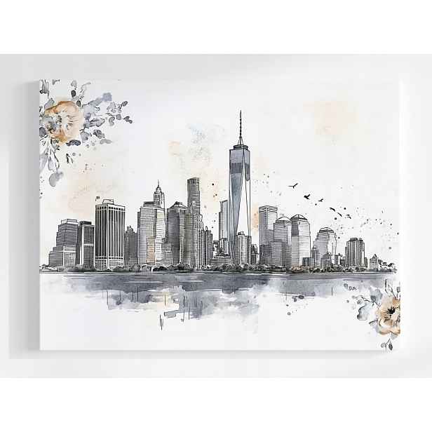 Plakát Město Panorama New York Manhattan Skica 100x75