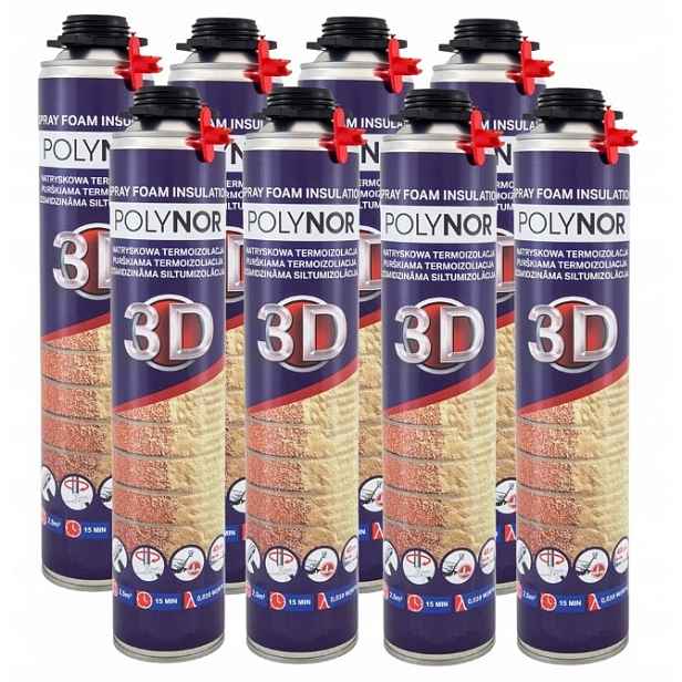 Pur Sprchová Pěna Polynor 3D Sada 8 x 850 ml Izolace Zateplení