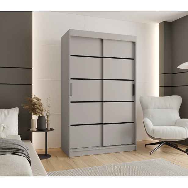 Úzká šatní skříň 120 cm CASANDRA - kašmír / černá