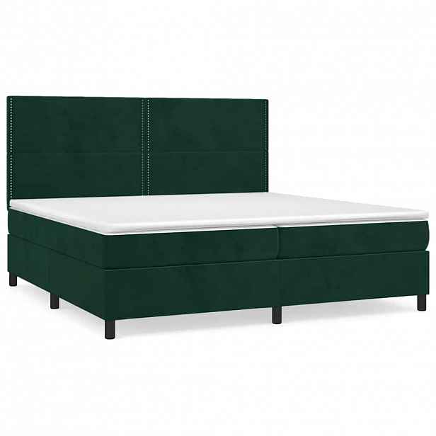 vidaXL Box spring postel s matrací tmavě zelená 200x200 cm samet