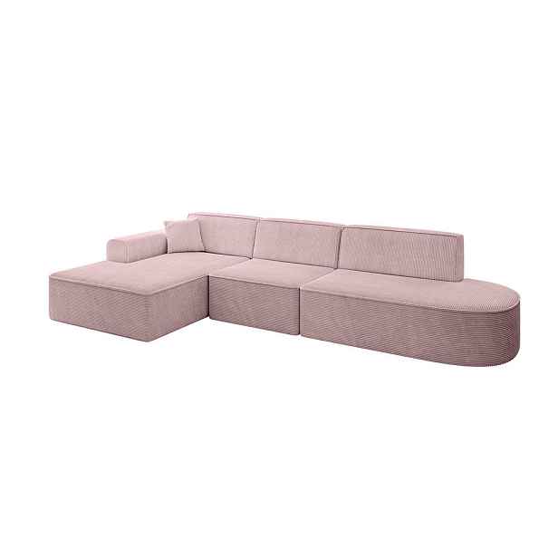 ALTDECOR ROHOVÁ SEDAČKA s otomanem, levá IREA-L2-v3 327x165x77 Růžová Manšestr