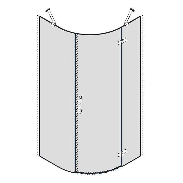Gelco TRINITY skleněné díly čtvrtkruhová zástěna 900x900, sklo čiré, pravé