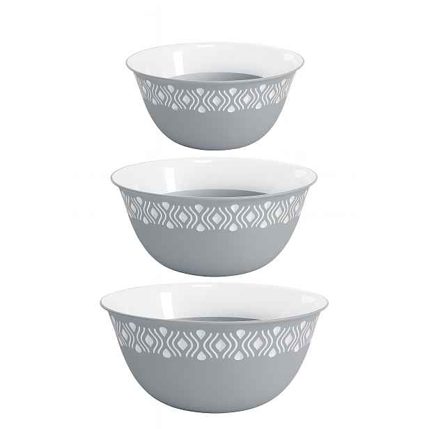 STEFANPLAST Plastová miska Tosca, bílý/šedý set 3ks bez víka