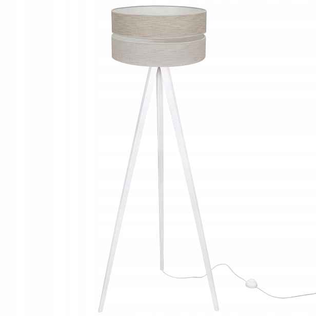 Stojací lampa trojnožková, bílá, stínidlo do ložnice, výrobek polský