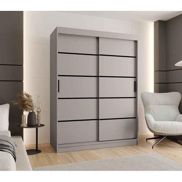 Široká šatní skříň 150 cm CASANDRA - kašmír / černá