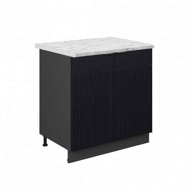 Vicco SPODNÍ SKŘÍŇKA KUCHYŇSKÉ LINKY Fame-Line, Černý pruhovaný/Antracit, 80 cm pracovná doska Mramor