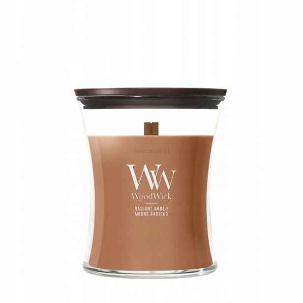 WoodWick Radiant Amber střední vonná svíčka s dřevěným knotem