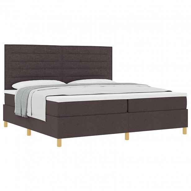 vidaXL Postel s boxspringem s čelo Tmavě hnědá 200 x 200 cm textil