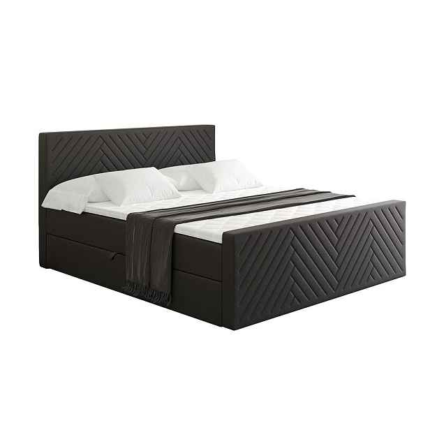 ALTDECOR KONTINENTÁLNÍ POSTEL s matrací H4 - VEXA-Z - 200x200 cm Černá