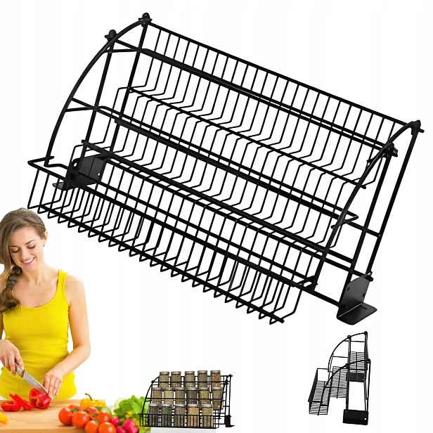Organizér Do Kuchyňské Skříňky Na Koření 3-ÚROVŇOVÝ Výsuvný, Černý