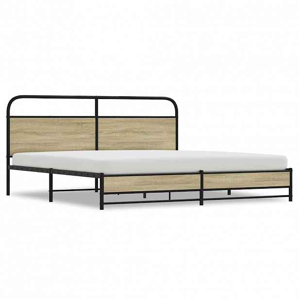 vidaXL Kovový rám postele bez matrace dub sonoma 183 x 213 cm