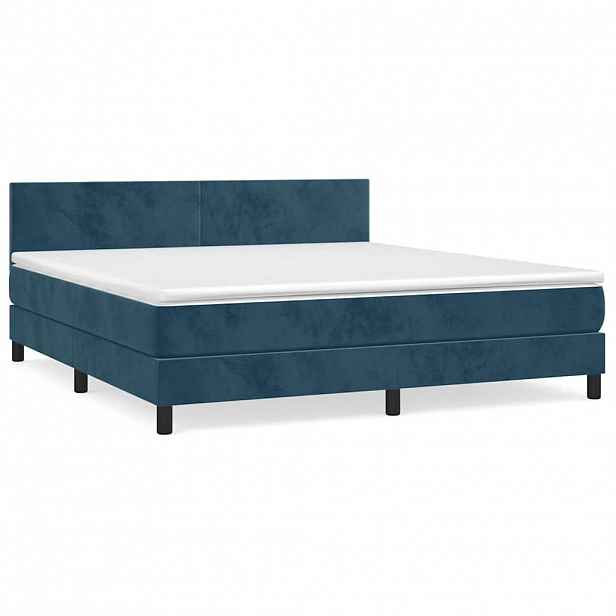 vidaXL Box spring postel s matrací tmavě modrá 180x200 cm samet