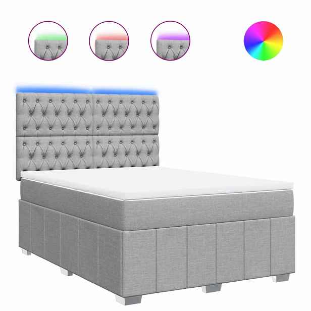vidaXL Box spring postel s matrací světle šedá 140 x 190 cm textil