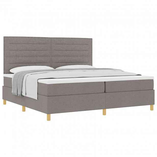 vidaXL Postel s boxspringem s čelo Taupe 200 x 200 cm textil