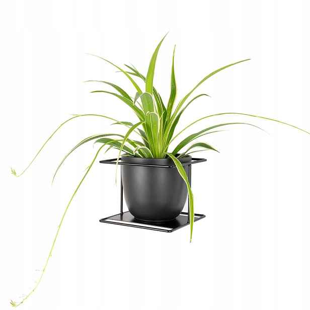 Držák Na Květináč Flora XL nástěnný na zeď k zavěšení kovový černý