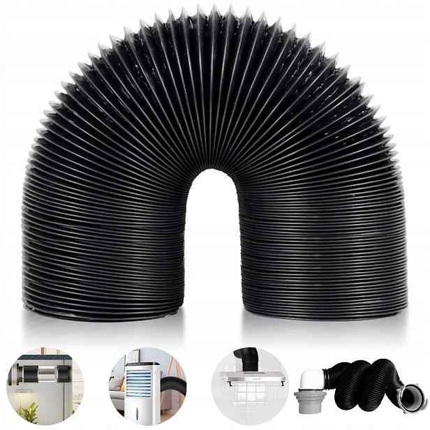 Kabel Trubka Kanál Spiro 150 MM 5 M Pro Digestoř Černá Ventilační Hliníková