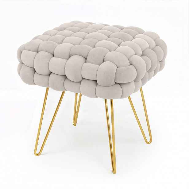 RAUMHIRSCH FURNITURE ČALOUNĚNÁ STOLIČKA s ocelovými nohami, krémová 38/42/38