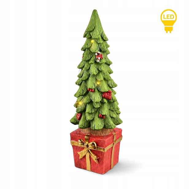 Vánoční stromek s Led pro dům Keramický Zelený 64 cm Figurka Santa Lila
