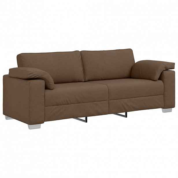 vidaXL 3-místné sofa Hnědá 220 cm textil