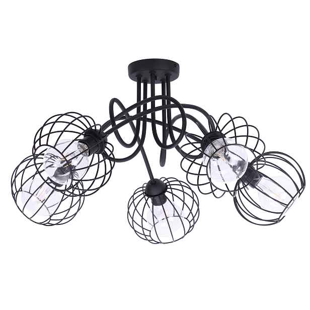 Závěsná Stropní Lampa Lustr Loftový Závěs Kovová Černá E27 Moderní
