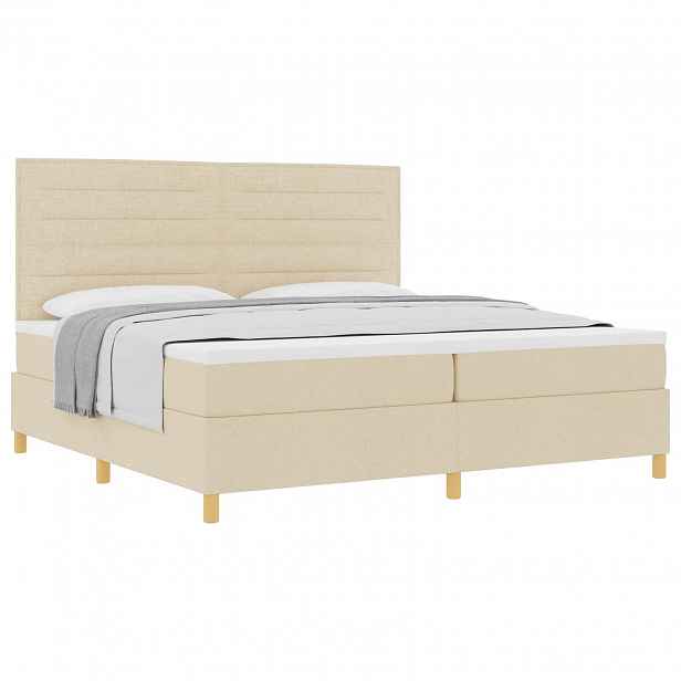 vidaXL Postel s boxspringem s matrací Krémová 200 x 200 cm textil