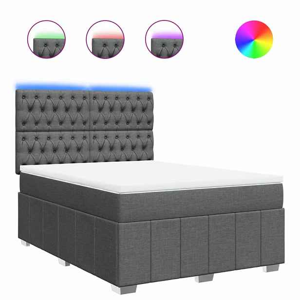 vidaXL Box spring postel s matrací tmavě šedý 140 x 190 cm textil