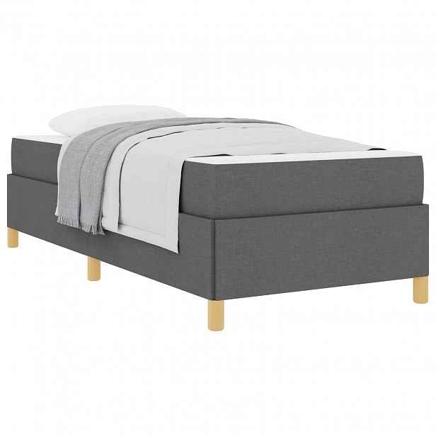 vidaXL Rám postele Tmavě šedá 90 x 190 cm textil