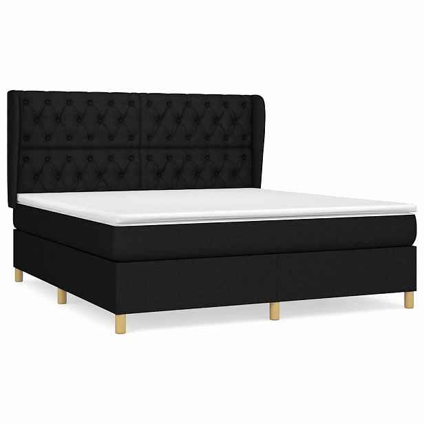 vidaXL Box spring postel s matrací černá 160x200 cm textil