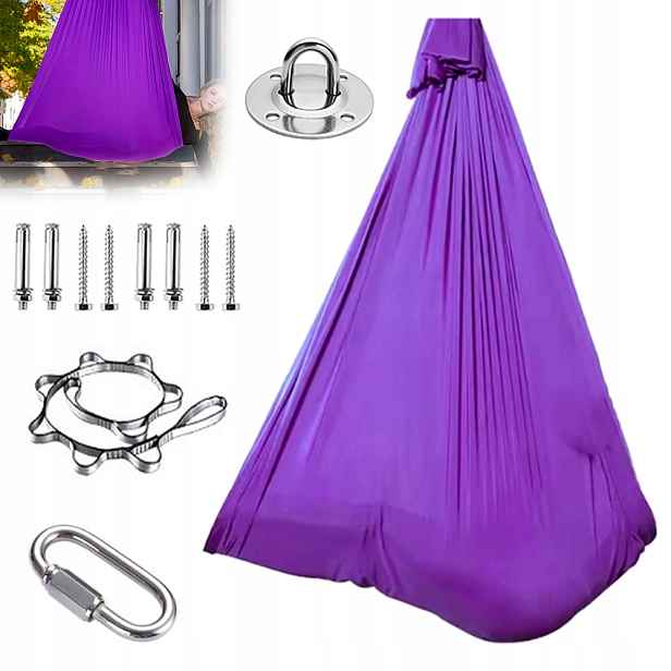 Houpací síť na jógu 280 x 150 cm odolný nylon, pro cvičení a protahování 150 kg