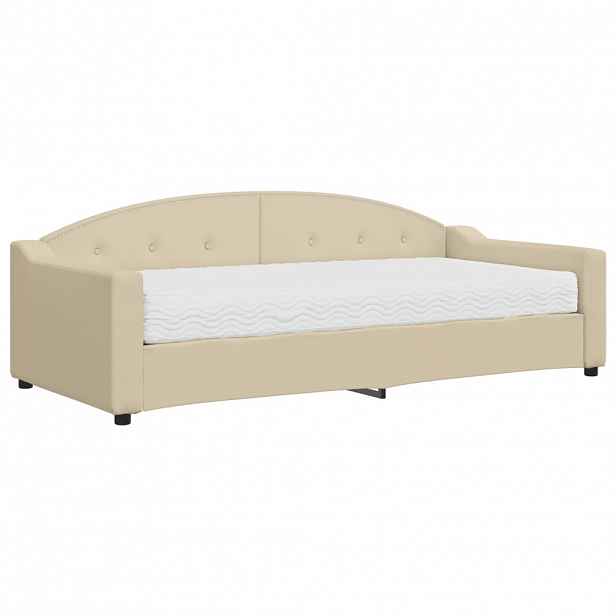 vidaXL Válenda s matrací krémová 90 x 200 cm textil