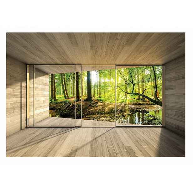 Fototapeta 3D Okno S Pohledem Les Příroda 254x184