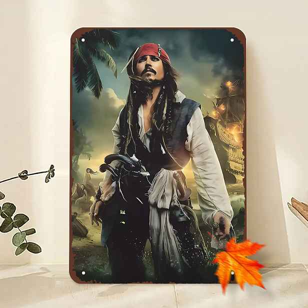 TEMU 2D plochá - Dekorativní cedule a plaketa 2D plochá 1ks Vintage pirátská kovová cedule, bezrámové nástěnné umění do jídelny, obývacího pokoje,