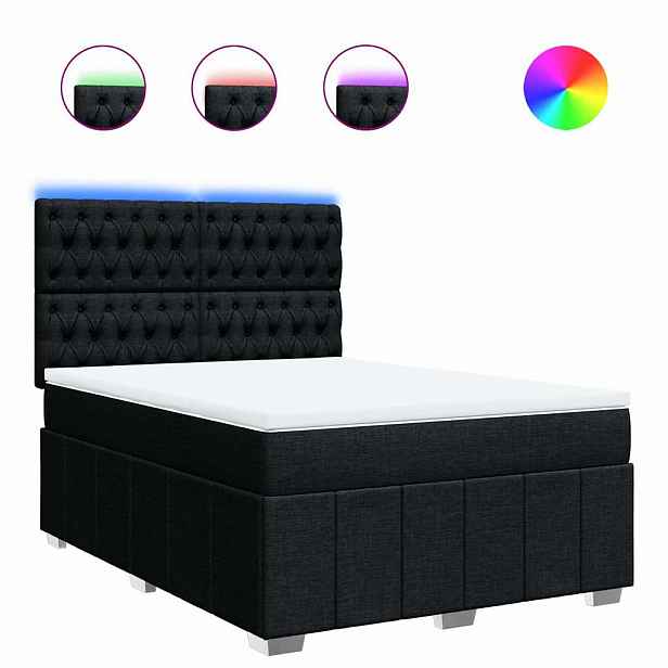 vidaXL Box spring postel s matrací černá 140 x 190 cm textil