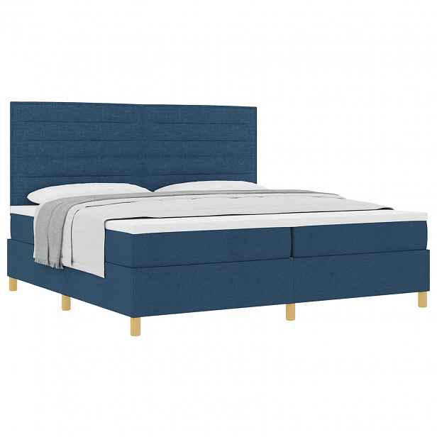 vidaXL Postel s boxspringem s čelo Modrá 200 x 200 cm textil