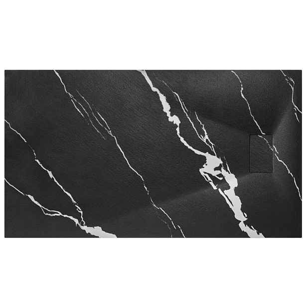 BESCO Obdélníková sprchová vanička VEXO MARBLE - černá — Barva - Černá , Nožičky k vaně - Bez nožiček, Rozměr A - 140, Rozměr B - 90
