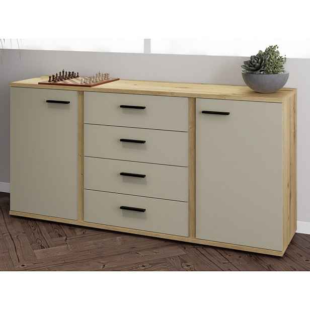 Komoda se zásuvkami Kanada, 170 cm, dub artisan/kašmírová béžová