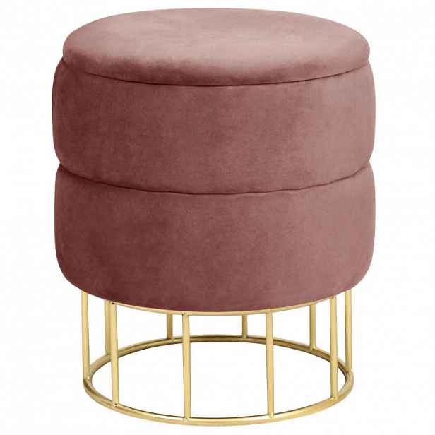 RAUMHIRSCH FURNITURE PODNOS s úložným prostorem, čalouněný podnos růžový 37/42/37
