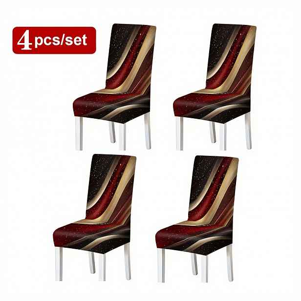 TEMU 2/4/6 kusů pokrývek na židle s pokročilou módními vzory, červeno-černá zlatá série, elegantní luxusní textilní potisk, 100% polyester,