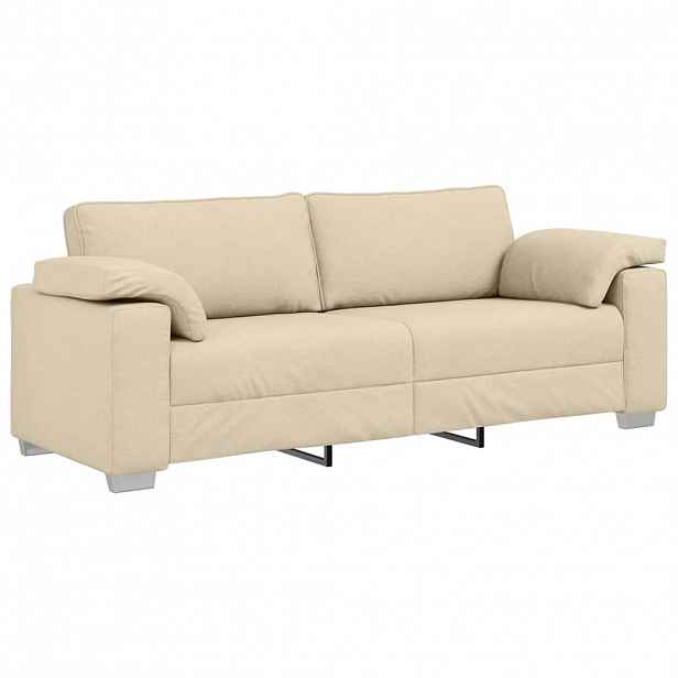vidaXL 3-místné sofa Krémová 220 cm textil
