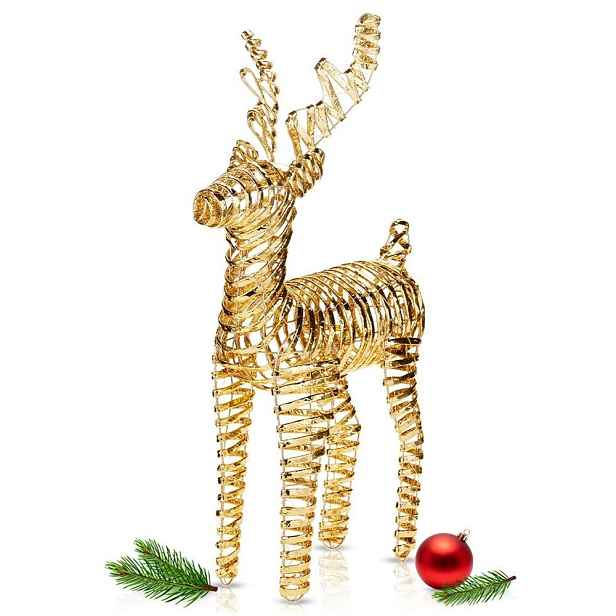 Sob Světící zlatý dekorativní vánoční figurka 60 Led 60 cm