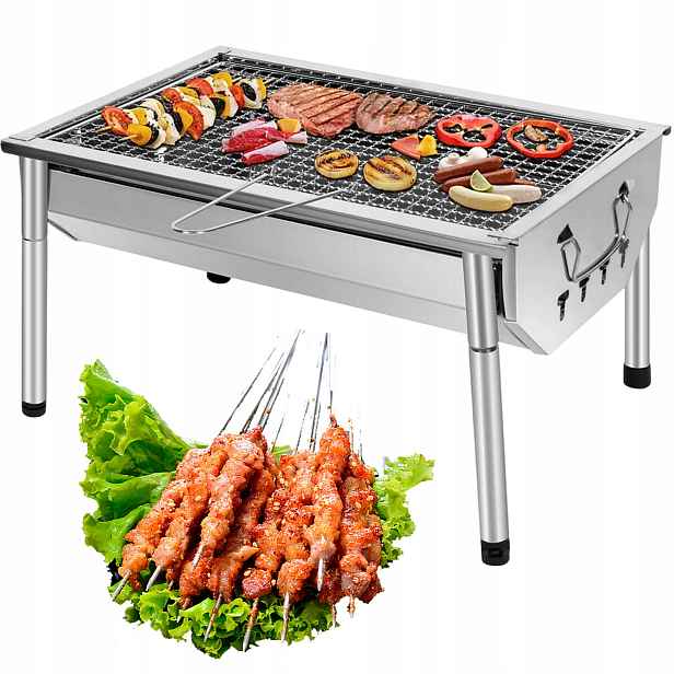 Přenosný Turistický Gril Na Uhlí Skládací Bbq Kempingový Kufr Prostorný
