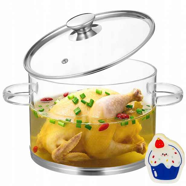 Průhledný skleněný hrnec na vaření, vhodný pro indukční varné desky, 3,2 l