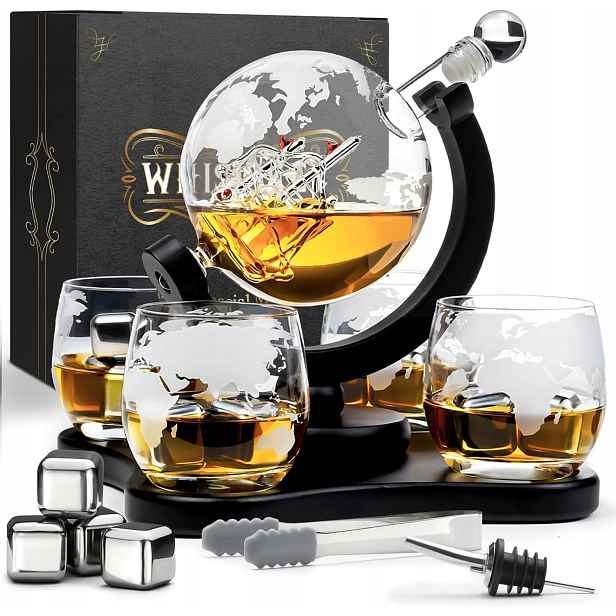 Sada na whisky karafa 900 ml 4 sklenice s kameny dárek