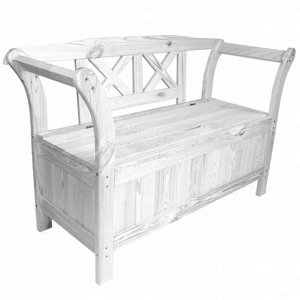 Dřevěná Zahradní Lavička S Úložným Prostorem Na Terasu S Opěradlem 119 cm