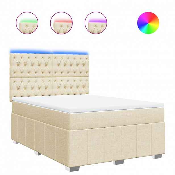 vidaXL Box spring postel s matrací krémová 140x190 cm textil