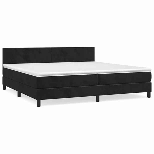 vidaXL Box spring postel s matrací černá 200x200 cm samet