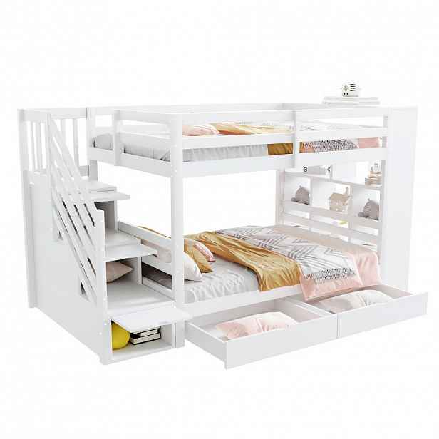 CHICFURN PATROVÁ POSTEL 90/200 cm v bílé barvě s úložným prostorem